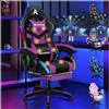 ALFORDSON Sedia Gaming Massaggiante con Luci LED,Sedia Ergonomica Gamer per Ufficio Domestico,Poltrona Scrivania con Poggiapiedi,Schienale Regolabile 90-150°,Portata 180KG, Similpelle(Viola)