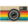 Fisura - Zerbino ingresso casa in cocco Retrocamera con supporto in PVC antiscivolo. Zerbino esterno divertente. Dipinto a mano. Dimensioni: 70 cm x 40 cm.