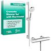 hansgrohe Crometta Sistema doccia esterno Vario con termostatico Ecostat 1001 CL e asta doccia 65 cm, bianco/cromo, 27812400