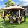 BAKAJI Gazebo Pieghevole One touch 3.6 x 3.6 M, Rivestimento in PU Anti UV e Antipioggia, Struttura Acciaio Resistente Intemperie, Borsa con Ruote e Accessori, Ideale per Giardino, Esterno, Terrazzo