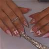 Zimocepuz Unghie Finte, Unghie a Mandorla con Fiocco 3D e Strass, Unghie in Gel Riutilizzabili, Kit per Donne