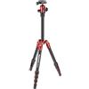 Manfrotto Element Traveller - Kit treppiede piccolo in alluminio a 5 sezioni con testa a sfera, elemento piccolo, 143 cm, rosso