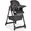 Moni Cangaroo Seggiolone Pappa Regolabile in Altezza LINDO BLACK con Set Posatine