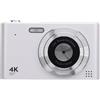 Elprico Fotocamera Digitale Zoom da 48 MP HD 4K, Anti SHAKE, Telecamera da Viaggio Leggera Compatta per Adolescenti Ragazze, 16x Zoom Digitale Anti -SHAKE, per la Fotocamera per Bambini (WHITE)