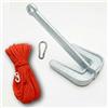 Glac Store Ancora Hall in Ghisa Zincata a Caldo con Cima Galleggiante 30m e Moschettone Inox Inclusi - Ceppo Mobile per Barca e Gommone - Sabbia e Fango - 2Kg 3Kg 4Kg 6Kg 8Kg10Kg (4 kg)