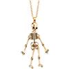 Flongo Collana con scheletro dorato gotico: collana da uomo e donna, ciondolo a forma di teschio in lega, per Halloween, gioielli unisex vintage con catena da 73 cm, accessorio gotico e regalo per