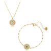 Made by Nami Set Gioielli Donna Oro - Collana e Bracciale con Fiore Turchese in Acciaio Chirurgico Waterproof