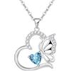Tusuzik Collana Donna Argento 925 Collana Cuore Farfalla Marzo Birthstone Necklace Idee Regalo Gioielli Donna per Mogile/Sorella/Amiche Regali Anniversario Compleanno Festa della Mamma Valentin's Day