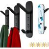 4smile Ganci adesivi extra forti, confezione da 4 pezzi, colore nero, autoadesivi, con opzione chiodi, da parete, pesanti, 6 kg, ganci adesivi doppi appendiabiti in acciaio inox