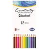 Colourbook Set 12 Matite Colorate Pastello Mina 4mm Disegno Scuola Artisti