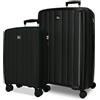 ROLL ROAD Joumma Roll Road Acadia Set di Valigie Nero 55/65 cm Rigido Polipropilene Lucchetto a Combinazione Integrato 105L 6kg 4 Doppie Ruote Estensibile Bagaglio a Mano