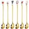 6 Cucchiaini Da Caffè In Acciaio Inox Dorato Con Forma Di Chitarra E Musicale – Set Di Posate Regalo Per Caffè, Dessert, Zuppa