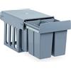 Relaxdays Pattumiera ad Incasso da Cucina, Estraibile, 4 Contenitori Ciascuno 8 Litri, Plastica, 35,1x34,3x48 cm, Grigio