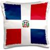 3dRose Federa per cuscino con bandiera della Repubblica Dominicana - quadrati blu navy e rossi con croce bianca - stemma scudo, multicolore, 40,6 x 40,6 cm