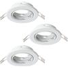 Eglo set 3 faretti incasso Agulo 1, spot da soffitto orientabile, lampade rotondi senza lampadine, plafoniera in acciaio bianco, portalampada GU10, Ø 8,6 cm