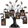 Americanflat Albero genealogico in bronzo con 6 cornici da appendere 5,1 x 7,6 cm in nero e nappe regolabili - 30,5 cm