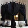 AIOOO Tenda a baldacchino a baldacchino a 4 angoli, a baldacchino, a doppio strato, accogliente, zanzariera in rete e panno, per ragazze e adulti, decorazione per camera da letto (doppio, nero/nero