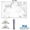 KIT QUALITA CARTEGGIO NAUTICO PATENTE 2 SQUADRETTE + 1 COMPASSO + CARTA 5D E 42D