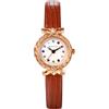 Oidea Orologi da donna: elegante orologio da polso analogico al quarzo con strass e quadrante rotondo, cinturino in pelle regolabile, orologio da donna casual, Cinturino in pelle marrone, Cinturino