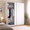 Dmora Guardaroba 2 Ante Nuptse 65x204h cm Bianco Bianco Lucido Appendiabiti un Ripiano, Armadio Camera da Letto 2 Ante