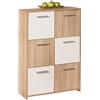 Dmora Credenza A Sei Antine, Colore Bianco E Rovere, 77 X 115 X 30