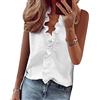 QKEPCY Canotta Scollo a V Donna Chiffon Canottiera Balze Senza Maniche Tank Top Ufficio Camicie Bluse Moda Causal Camicia Sexy Sera Sottogiacca Camicetta (Blu XL)