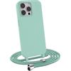 MyGadget Cover per iPhone 13 Pro - Custodia con Corda - Case con Cordino Opaca Antiurto con Laccio | Tracolla - Practical Stylish - Verde Menta