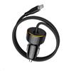 VOLTME Caricabatteria Auto 2*USB C, Caricatore Presa USB-C Doppio con cavo 1,20m, Adattatore di Ricarica Auto Rapido PD 30W per iphone android tablet, Nero