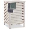 Relaxdays Cesto Portabiancheria, Porta Biancheria Sporca Salvaspazio in Legno di Noce, Bagno, 65,5 x 45 x 45 cm, Bianco