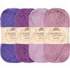 BambooMN JubileeYarn, Filato di cotone e bambù sportivo, 4 matasse, 50 g/matassa, sfumature di tonalità di viola