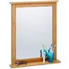 Relaxdays Specchio da Parete con Mensole, da Bagno con Ripiano in bambù, da Appendere, per Ingresso & Camera, Naturale, 1 pz