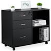 Relaxdays Cassettiera sotto Scrivania da Ufficio, Mobile con Chiave, 3 Cassetti Portadocumenti, HLP: 66x80x40 cm, Nero