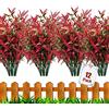 HBell,12 mazzi di fiori artificiali per esterni, resistenti ai raggi UV, in finta plastica, per interni, esterni, da appendere, per giardino, veranda, finestra, casa, rosso arancione