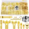 Nakalixir Kit da 400 pezzi per appendere quadri, ganci assortiti per cornici e foto, perfetti per pareti dure, include ganci dentellati, anelli a D, chiodi e filo per una facile installazione