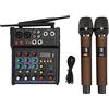 Marhynchus Mixer Stereo in Metallo Effetti Digitali DSP a 4 Equalizzatore Doppia Banda L Lettore MP3 USB con 2 Microfoni Wireless per Karaoke Domestico Conferenze in Streaming Live