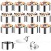 VINATO Set di 12 Anelli per Dolci in Acciaio Inossidabile con 2 Coperchi e 4 Fondi - 16 Stencil Decorativi - Ø 8 cm Stampo per Mousse, Biscotti, Donuts e Torte