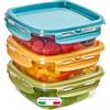 Snips Lock Mixcolor - Set 3 Contenitori per Alimenti 0,5L, Coperchio Salva Freschezza con 4 Chiusure di Sicurezza - Contenitore per Cibi 14,7x14,7x8 Frigorifero, Microonde, Lavastoviglie Made in Italy