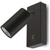 Maclean Applique MCE369 GU10 con interruttore Max. 40W | design moderno per soggiorno, camera da letto e corridoio | 55x100 millimetri (Nero, Senza lampadina)