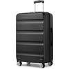 KONO Valigia Leggera da 75 cm, Valigie Trolley Bagaglio a Mano Guscio Rigido con Serratura TSA, Design Espandibile, 4 Doppie Ruote Girevoli (Nero, 75 x 47.5 x 29.5 cm)