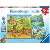 Ravensburger, Puzzle 3x49, Per bambini a partire da 5 anni, 3 puzzle quadrati da 49 pezzi ciascuno, Dimensione puzzle 18x18 cm, Animali
