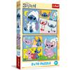 Trefl - Puzzle 2in1: Lilo & Stitch, Con Stitch non ci si Annoia - 2 x 70 Pezzi, Coppia di Puzzle per Bambini dai 4 anni
