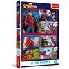 Trefl - Puzzle 2in1: Marvel Spider-man, Storie di Ragnatele - 2 x 70 Pezzi, Coppia di Puzzle per Bambini dai 4 anni