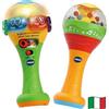 VTech Le Magiche Maracas Luminose, Strumento Bilingue per Bambini, Giocattolo per Neonati in Italiano e Inglese, Libro Neonato con 3 Modalità, Lingua Italiana, Batterie Incluse, 9-36 Mesi