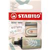 STABILO BOSS MINI Naturevibes - Evidenziatore - Astuccio da 3 - Cenere, Verde Oliva, Sabbia