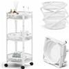 BAKAJI Carrello Pieghevole Salvaspazio Bianco con 3 Ripiani Organizer Versatile 88x35cm