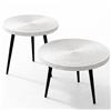BAKAJI Set 2 Tavolini da Caffè Tondi Bianco Design Industrial Tavoli Soggiorno Rotondi