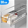 BAKAJI Cassetto Telescopico Cucina 30cm Cestello Mensola Estraibile Salvaspazio Acciaio