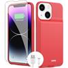 BOPPS Custodia con batteria per iPhone 13/13 Pro/14/14 Pro, custodia per caricabatterie portatile ricaricabile da 7000 mAh, rossa