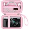 Canboc Custodia da trasporto Panasonic LUMIX DC-TZ99E/ TZ99/ TZ300/ ZS99/ ZS300/ LX10 / ZS80 / ZS100 Punto e scatto fotocamera, tasca in rete con cerniera adatta a cavo USB, batterie, rosa