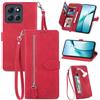 Fertuo Cover per Motorola Moto G86, Custodia a Libro in Pelle PU Flip Case con Porta Carte, Chiusura Magnetica e Cinturino [Disegni di Fiori] Portafoglio Interno Silicone Antiurto, Rosso
